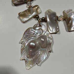 Unique Blister Pearl , Freshwater Pearl and Gold Necklace
